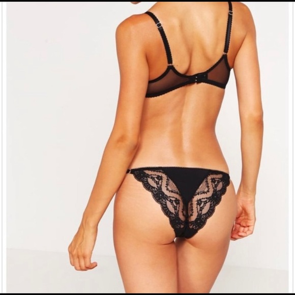 NWT L’Agent by AP Julina Black Lace Tanga Brief M - Picture 1 of 5
